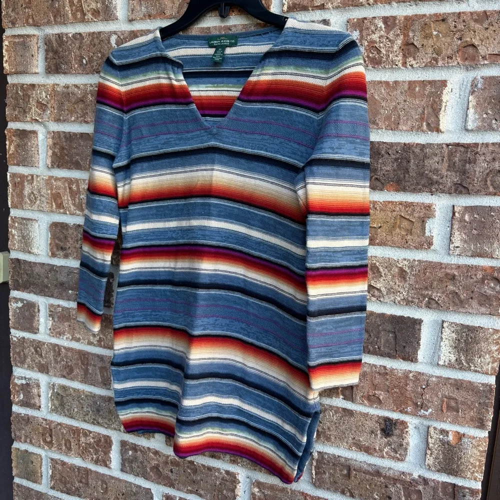 RALPH LAUREN Serape Western Sunset Sweater Multicolored tunic top